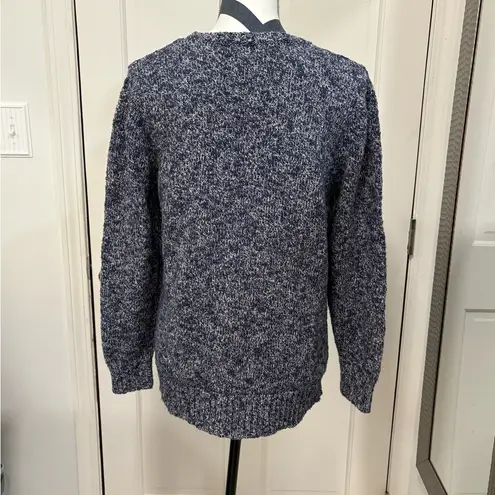 L.L. Bean Women’s Blue Sweater Marled Tight Knit Crew Neck Cozy Fall Blue/White Size L