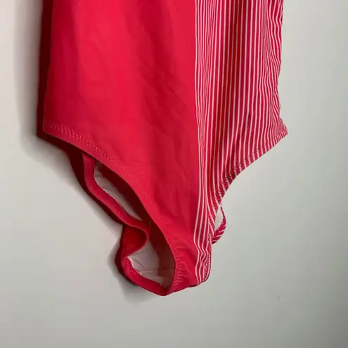 Solid & Striped Logo Print Anne Marie Onepiece Swimsuit Pink Womens Low Back