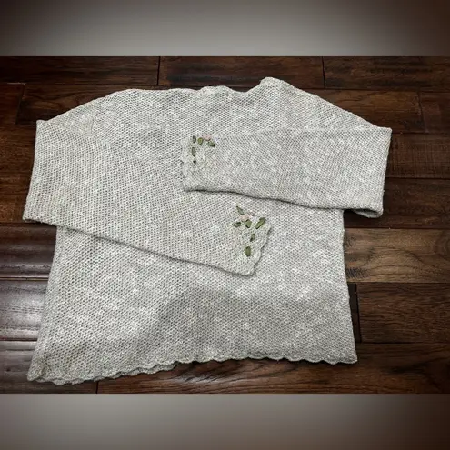 Vintage cardigan mother of pearl buttons rose ribbon embroidery size M f… White Size M