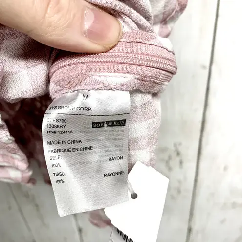 Sophie Rue Tank Top Women Size M V Neck Plaid Pink Button Down Slim Fitting