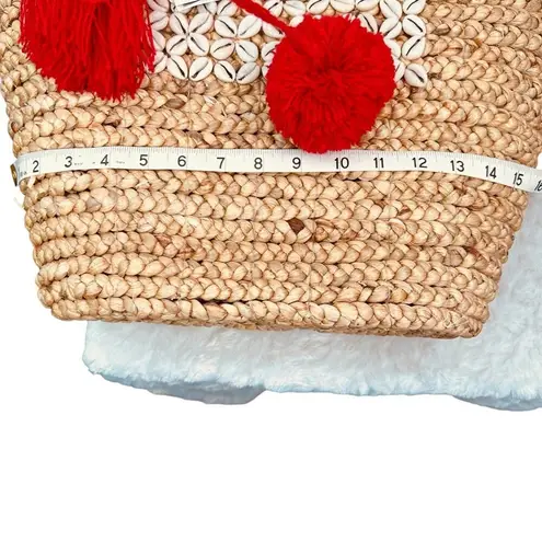 Haute Hippie Straw Seashell Basket Bag Red Tassel Floral Flamingo Interior NWT