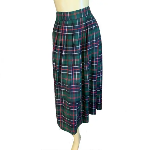 Karen Scott VINTAGE 1990'S GREEN, BLUE, RED & BLACK PLAID A-LINE SKIRT (10)