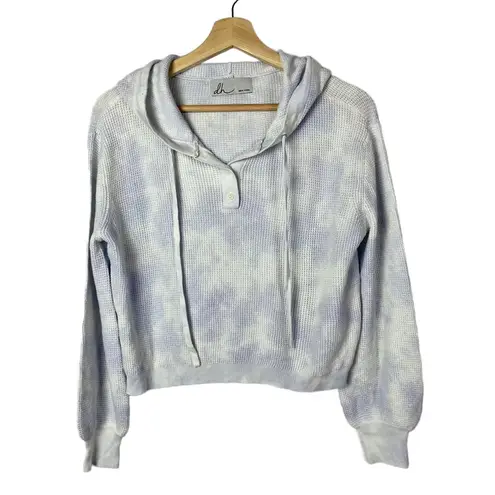 DH New York Hazel Blue Tie Dye Cropped Hoodie Sweatshirt S