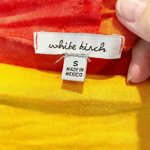 White Birch Tie Dye Dolman Womens Small Top Long Sleeve Red and Yellow Trendy Comfy