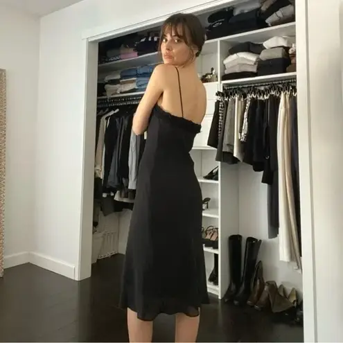 Breakin Loose Vintage Y2K Rosette Appliqué Midi Dress Black Size 3/4