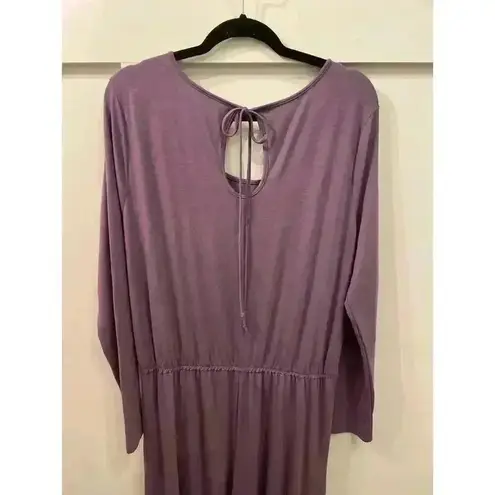 Zenana Outfitters Premium Long Sleeve Jersey Wide Leg Drawstring Waist Jumpsuit, 2X