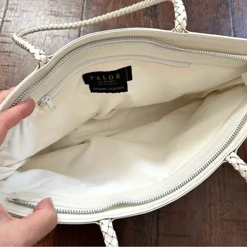 FALOR white/beige basketweave leather bag, made in Italy