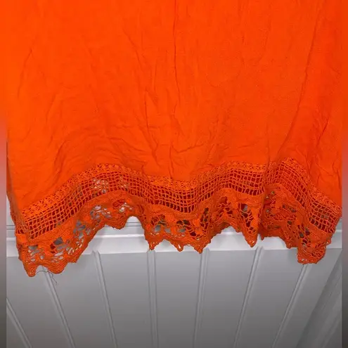 Elodie Orange Tank Top w/ Lace Detail