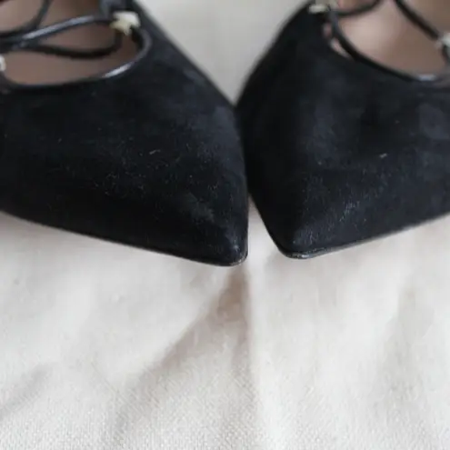 Valentino Black Suede Gold Rockstud Lace Up Ankle