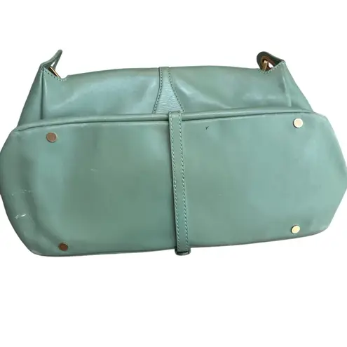 Jimmy Choo Tulita Shoulder Bag Sage Green Leather Chunky Buckle Front Summer