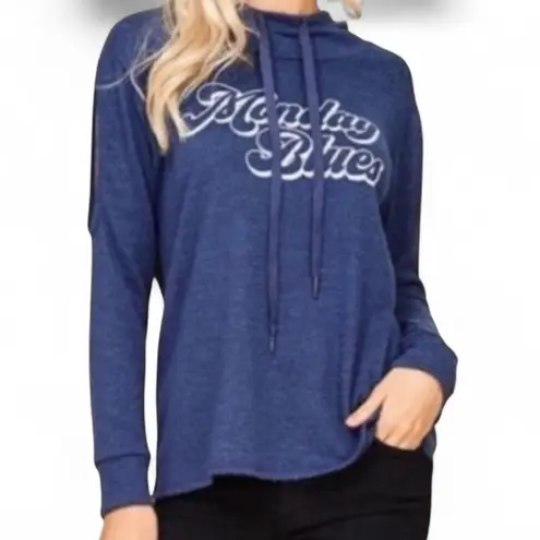 PaperMoon “Monday Blues” Graphic Hooded Sweatshirt