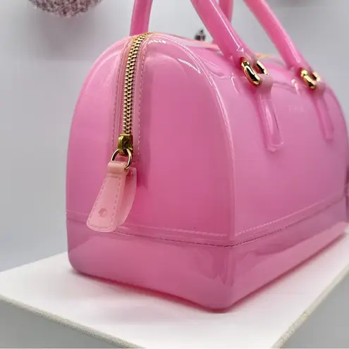Furla Authentic Candy Light Pink Handbag PVC Boston Bag Gold Hardware