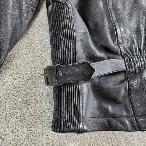 Womens Leather Motorcycle Jacket 3XL Black Vented Gusset Zip Up Biker Riding Size undefined