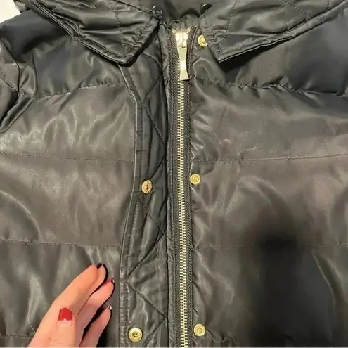 Kate Spade Black Winter Puffer Jacket Parka Hood Zip Size XS Excellent Condition