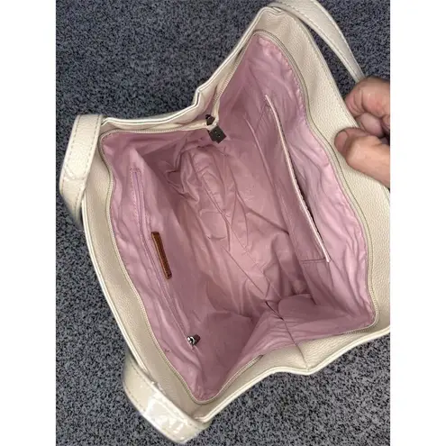 Montana West Cream Studded Tote Bag with Pink Interior