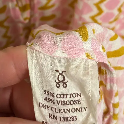 Figue Pink White Brown Geometric Tassel VNeck Tie Cinch Waist Dress Cover