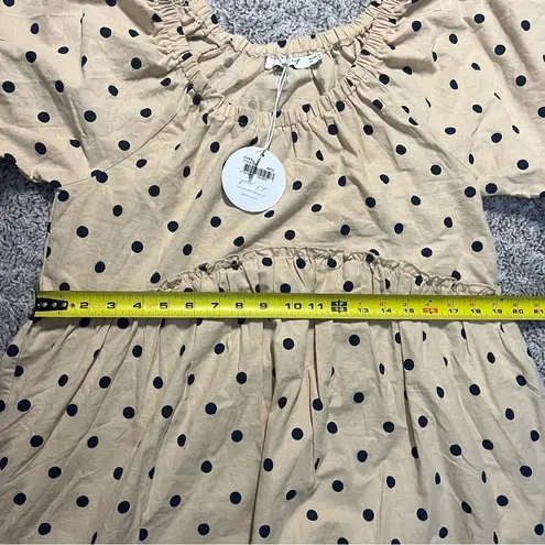 Petal and Pup  Beige with Navy Blue Polka Dots Mini Tunic Dress Size 6