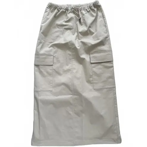 Open Edit Drawcord Maxi Utility Cargo Skirt Tan Beige NWT XS