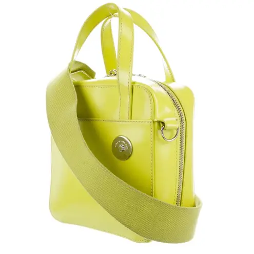 Kara Pinch Shoulder Leather Bag Lemon Lime Yellow-Green Citrus Highlighter Neon