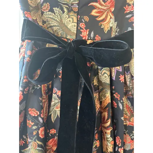 Cara Cara NWT Veronica Strapless Bubble Dress Multi Jacobean Black Velvet Bow 6