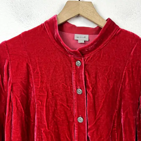 J. Jill Crushed Velvet Shirt Long Sleeve Button Up Top Size S Cranberry Romantic Pink