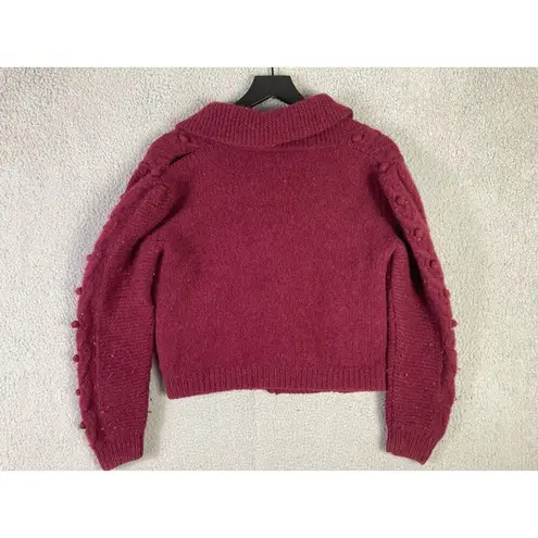 Vintage J. Crew Unisex Burgundy Shetland Wool Cardigan Sweater Size M Red Size M