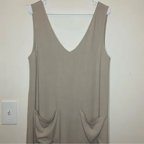 BUMPSUIT The Oversized Linen/Viscose Jumpsuit Sleeveless Beige Sz Small