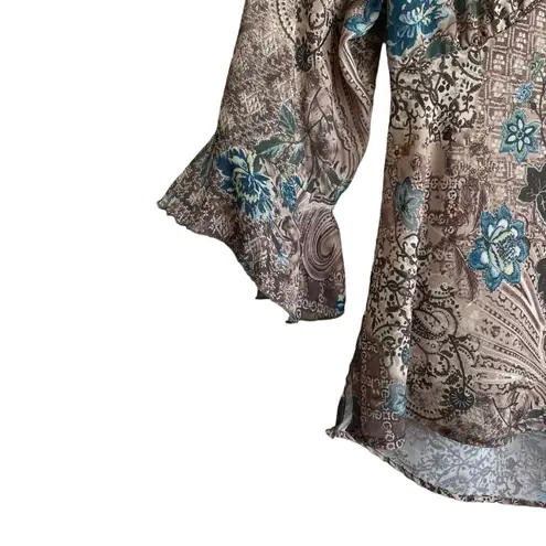 Route 66 Vintage Women Top L Back Tie Sheer Retro Y2K USA Boho Whimsigoth Fairy