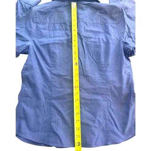 Ellen Tracy Women’s Blue Button Up Shirt Long Sleeve No Iron Top Size Medium