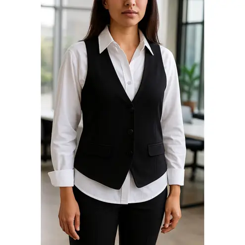 Anthropologie  Maeve Black Jersey Sleeveless Vest Top Size Small Preppy Old Money