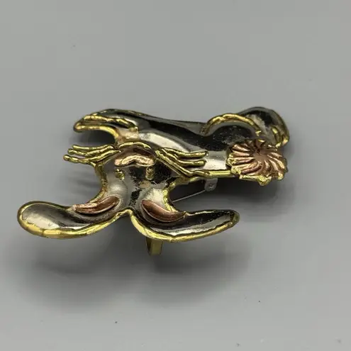 Vtg Bunny Rabbit Shaped Brooch Pendant 90's Hecho en Mexico Mixed Metal Jewelry Size 0