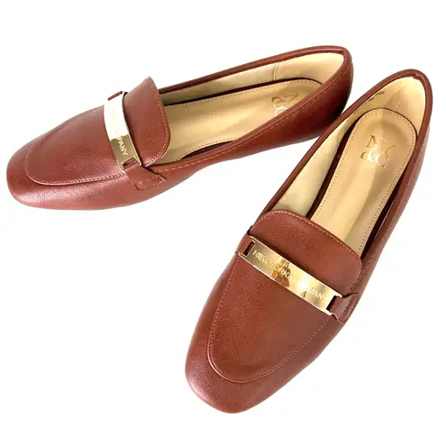 New York & Company Harleigh Square Toe Loafers Classic Minimalist Casual 8.5 Brown