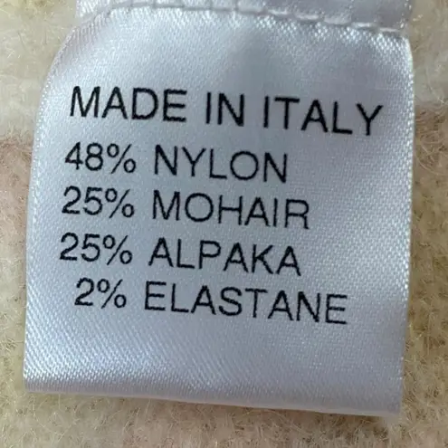 Bartolini Italian Alpaca Mohair Floral Open Front Cardigan Sweater Medium Dainty Yellow