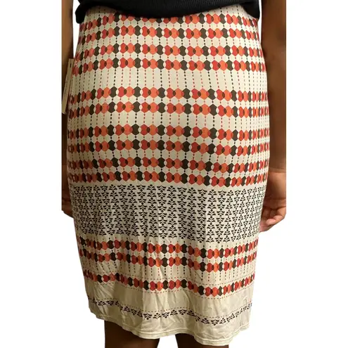 Studio M Print Mini Skirt Lined Stretch Geometric Vintage Style Retro Look Med Multiple