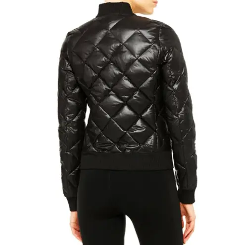 Alo Yoga Alo Idol Bomber Goose Down Jacket Black Quilted Warm Shiny Edgy Moto Puffer Coat