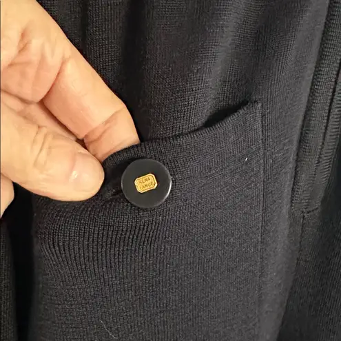 Vintage Rena Lange Navy Blue Jumpsuit Classic Logo Gold Buttons Zip Up Size 40 Size M