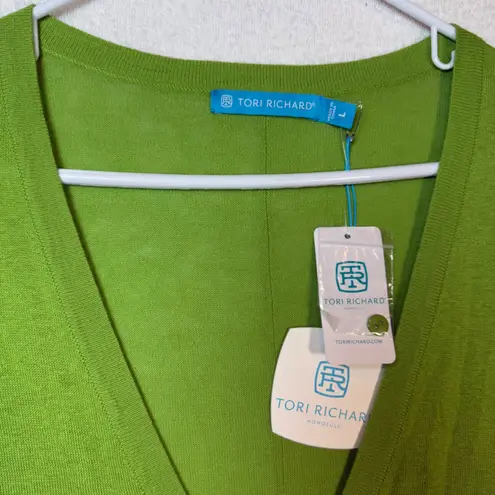 Tori Richard Women's Green Button Front Cardigan Sweater L Preppy Office Holiday - Image 2