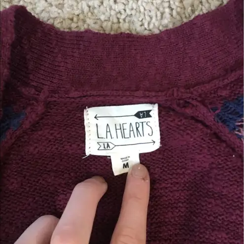 LA Hearts Maroon tribal cardigan never worn long sleeve