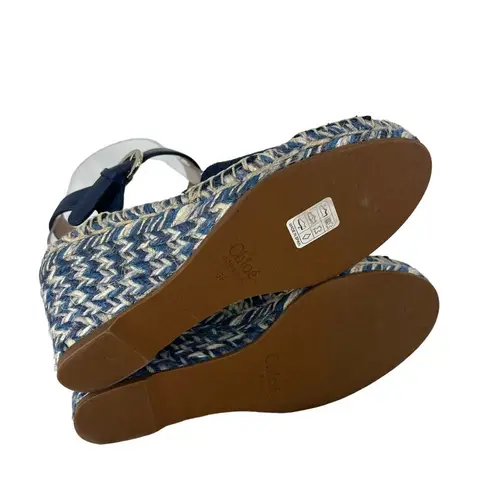 Chloé Chloe Piia Espadrille Logo Wedges in Denim