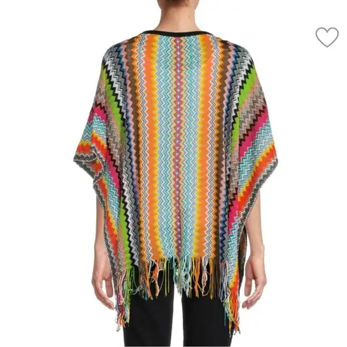 Missoni Multicolor Rainbow Chevron Fringe Pullover Poncho One Size NEW