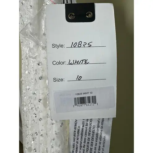 Mac Duggal NWT Embellished High-Low One Shoulder Gown in White Size 10