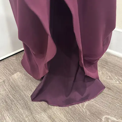 Joanna August Plum Chiffon Flutter Sleeve Maxi Bridesmaid Wedding Guest Dress