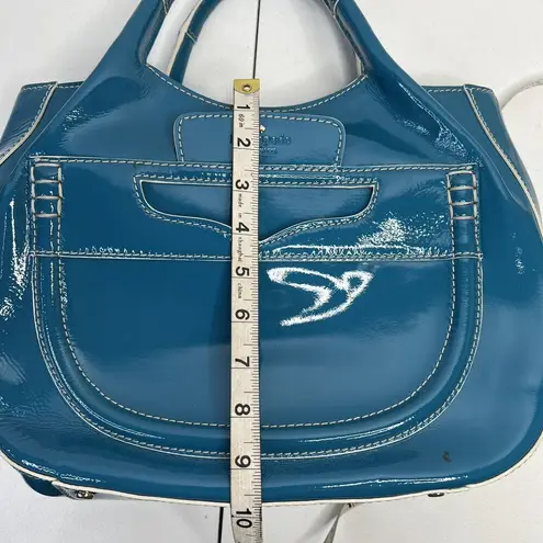Kate Spade New York Lazuli Pretty Penny Treesh Patent Leather Satchel Bag Purse Blue