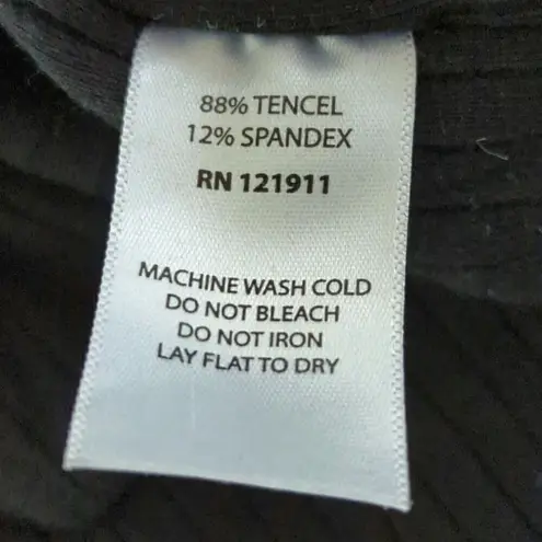 LNA Una Top Black Tencel Blend Ribbed Long Sleeve Wide Neck Cropped Top Size M