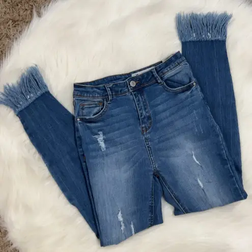 I & M Jeans Ariana Frayed High Rise Blue Skinny Jeans Juniors Size 5