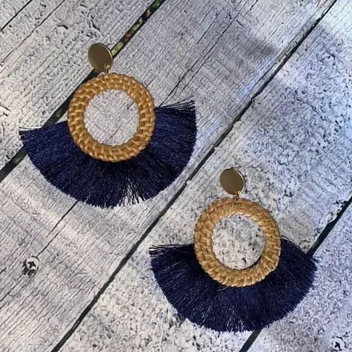 New Bohemian Style Navy Blue Tassel Earrings