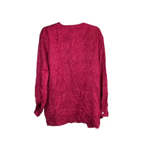 Anne Carson Vintage Anne Larson (or Carson?) Burgundy Silk Blouse Women 2X