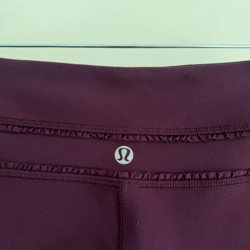 Lululemon Pants Womens Small Plum Groove Flare Low Rise Ruffle Luon Yoga Gym Y2K Purple