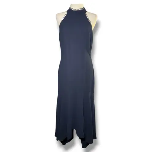 Monique Lhuillier Women’s Navy Love No One High Low Crepe Gown Size 14