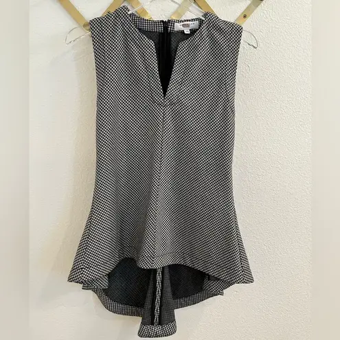 Derek Lam Collective Patterned Peplum Top 44 Medium Black white